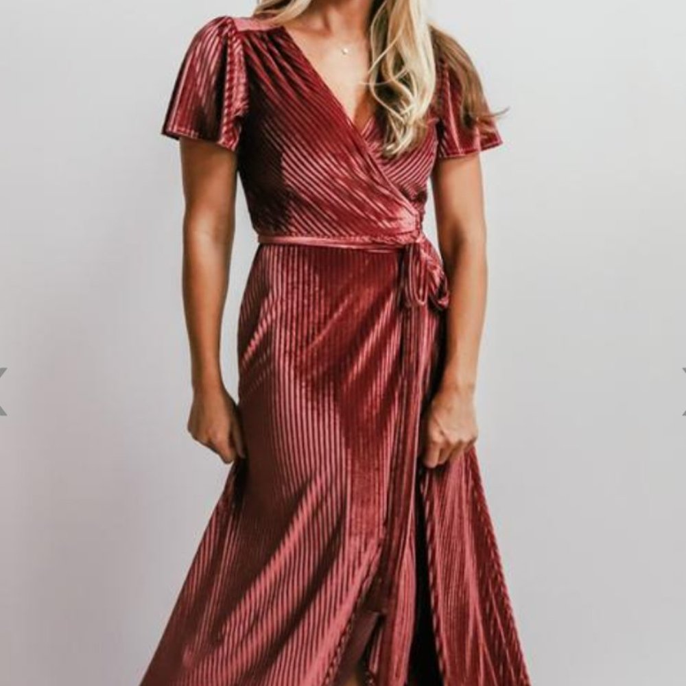 Baltic Born Andi Ribbed Velvet Wrap Dress